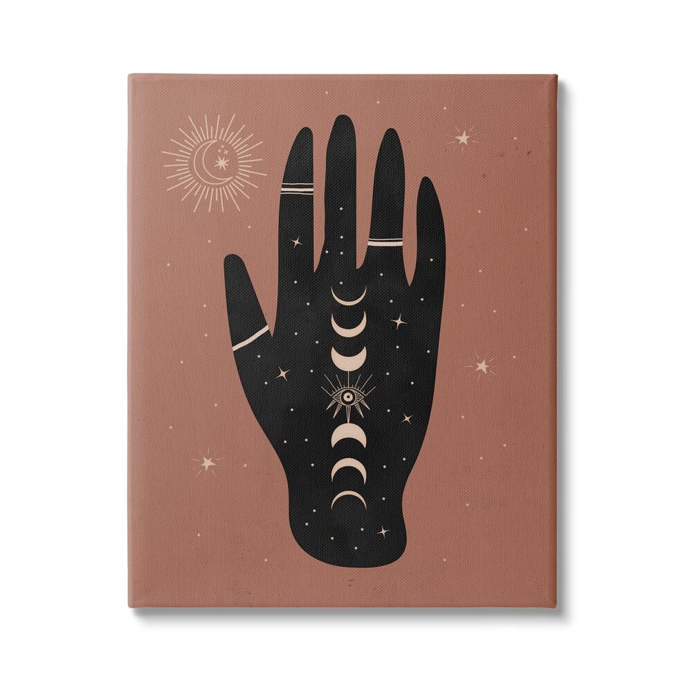 7934 Astral Bohemian Chic Hand Lunar Phases Gold Tattoo, Design by Nina